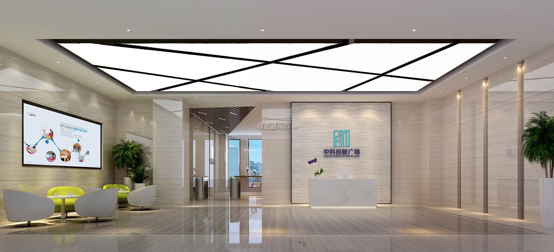 北京中科創新廣場現代風格1200平米裝修效果圖案例_北京柏雅裝飾裝修