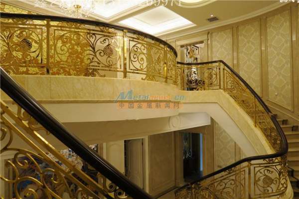 北京裝飾鋁雕花樓梯護欄鋁藝樓梯扶手銅藝樓梯扶手 佛山市鑫藝金屬制品