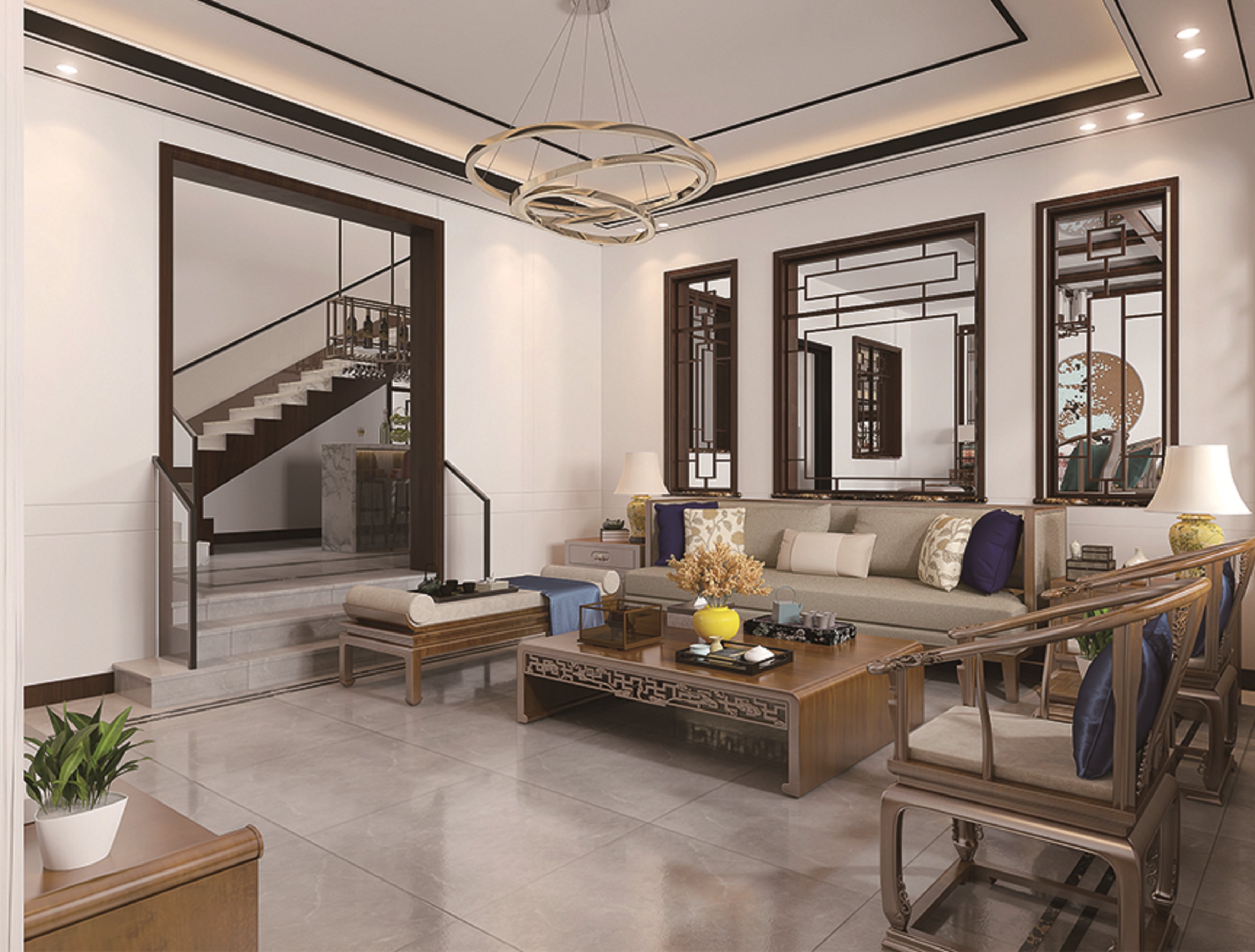 新中式風格別墅200平米房子裝修效果圖-北京院子-業之峰裝飾北京分公